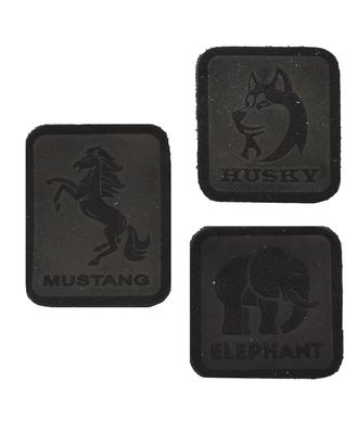 5006 Набор термоаппликаций из замши: Husky - 1шт. Mustang - 1шт. Elephant - 1шт, 100% кожа (433 черный) арт. АРС-52569-1-АРС0001220625