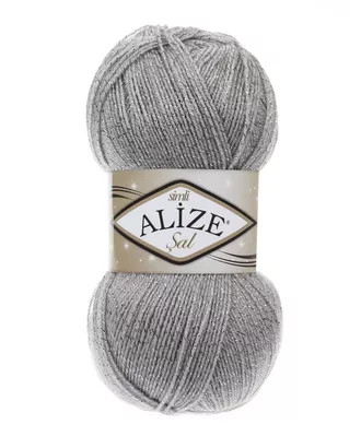 Купить Пряжа ALIZE 'SAL SİM' 100гр. 460м (5% Металлик - 95% Акрил) (21 серый) арт. АРС-55265-1-АРС0001226984 оптом в Казахстане