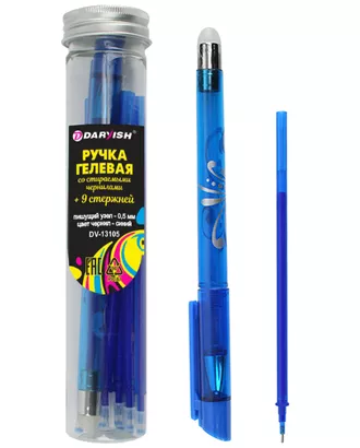 Купить Письменные принадлежности DV-13105 Ручка гелевая синяя со стираемыми чернилами + 9 стержней арт. АРС-48912-1-АРС0001257350 оптом в Казахстане