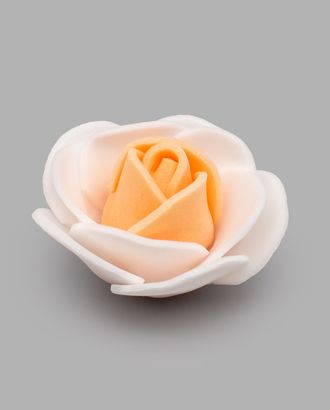 25153 Цветочек 'Розочка' из фоамирана 38мм, упак(8шт), цв. белый/оранжевый арт. АРС-59937-1-АРС0001262499