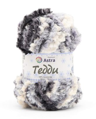 Пряжа Astra Premium 'Тедди' букле 150гр 35м (100% полиэстер) (12 серо-белый принт) арт. АРС-57650-1-АРС0001281524