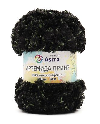 Пряжа Astra Premium 'Артемида Принт' 100гр 34м (100% микрофибра ПЛ) (05 черный/зеленый) арт. АРС-57291-1-АРС0001281529