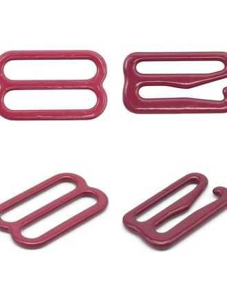 Крючки и регуляторы для бретелей бюстгальтера 15 мм, металл/эмаль, 18 шт/упак, цвет темно-красный арт. АРС-57799-1-АРС0001288589