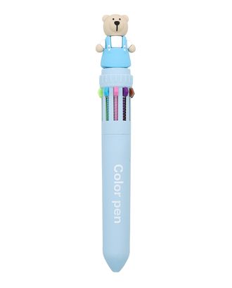 74904 Ручка шариковая автоматическая Мишка голубой, 10-цветная, в индивидуальном ПВХ-пакете арт. АРС-57261-1-АРС0001291325