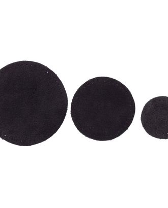 59401 Набор заплаток пришивных из замши, круг d-4см, 6см и 8см, с перфорацией, 3шт/упак, 100% кожа (20 черный) арт. АРС-59354-1-АРС0001292620