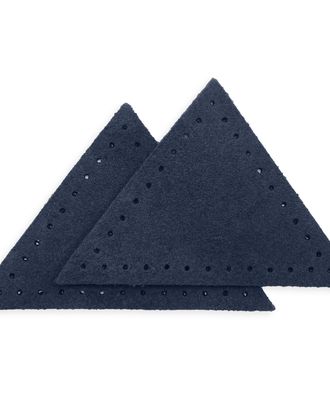 59902 Заплатки пришивные из замши, треугольник равнобедр., стор.6см, с перфорацией, 2шт/уп, 100%кожа (22 темно-синий) арт. АРС-58900-1-АРС0001292714
