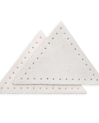 59902 Заплатки пришивные из замши, треугольник равнобедр., стор.6см, с перфорацией, 2шт/уп, 100%кожа (25 серо-белый) арт. АРС-58901-1-АРС0001292715