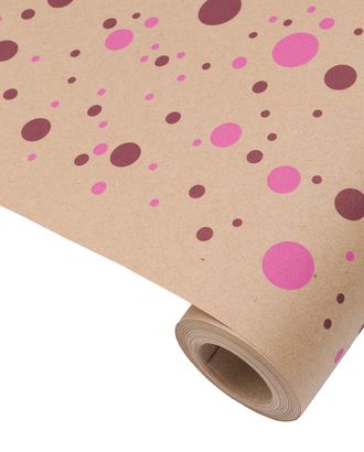 Крафт бумага 'Конфетти' розовый/бордовый цв. на коричневом фоне 720мм/60гр/10м +/- 5% арт. АРС-59887-1-АРС0001295675