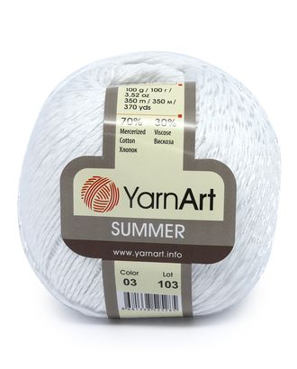 Пряжа YarnАrt 'Summer' 100гр 350м (70% хлопок, 30% вискоза) (03 белый) арт. АРС-44632-1-АРС0000816143