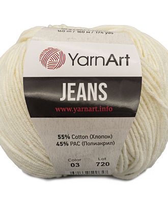 Пряжа YarnArt 'Jeans' 50гр 160м (55% хлопок, 45% полиакрил) (03 молочный) арт. АРС-50550-1-АРС0000852776