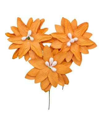 YX15-145 Бумажные цветы 'Ромашки', d 5 см, упак./4 шт., 'Астра' (оранжевый) арт. АРС-4592-1-АРС0001091868