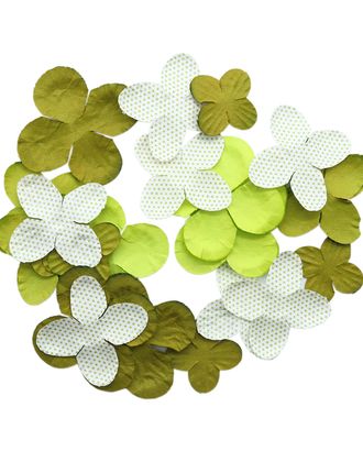 YX15-128 Бумажные лепестки, d 4,5 см/3,5 см/2,5 см, упак./25 шт., 'Астра' (зеленый) арт. АРС-4603-1-АРС0001091882