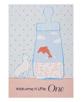 MWA05 Поздравительная открытка с вышивкой ' Welcome a little one', 12*17 см.(конверт в комплекте) арт. АРС-5497-1-АРС0001106562