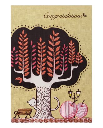 MWA06 Поздравительная открытка с вышивкой 'Congratulations', 12*17 см.(конверт в комплекте) арт. АРС-5498-1-АРС0001106563