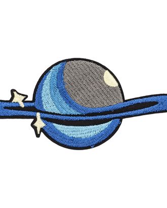 Термоаппликация 'Серо-голубая планета с синим кольцом', 11*5.2см арт. АРС-26169-1-АРС0001223352