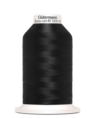 10 Нить Bulky-Lock 80 текстурированная, 1000м, 100% п/э Gutermann 730808 (000 черный) арт. АРС-37778-1-АРС0001151925