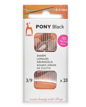 01844 Иглы ручные BLACK Sharps, №3-9, черный, 20 шт PONY арт. АРС-38352-1-АРС0001237064