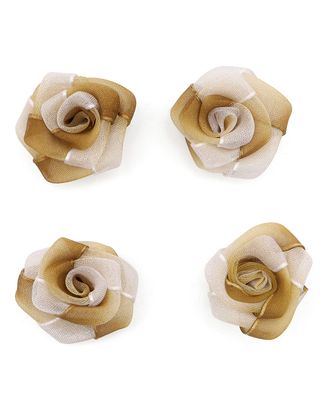 Цветы пришивные органза 'Роза' 2,5 см, 4шт (бежевый) арт. АРС-40218-1-АРС0001268980