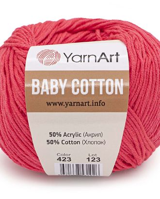 Пряжа YarnArt 'Baby Cotton' 50гр 165м (50% хлопок, 50% акрил) (423 ярко-розовый) арт. АРС-45168-1-АРС0001233697