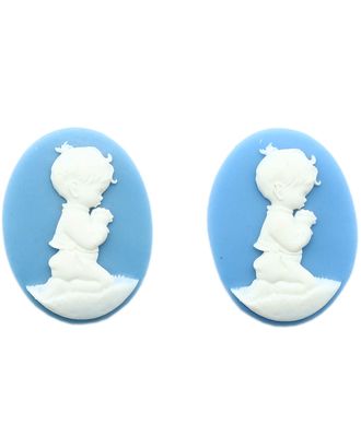 ARS0213 Камеи 'Мальчик', (полимер), бело-голубой, 3*4*0,5 см, упак./2 шт., Vintage Line арт. АРС-45778-1-АРС0001069678