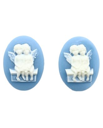 ARS0227 Камеи 'Ангелы', (полимер), бело-голубой, 3*4*0,5 см, упак./2 шт., Vintage Line арт. АРС-45785-1-АРС0001069689
