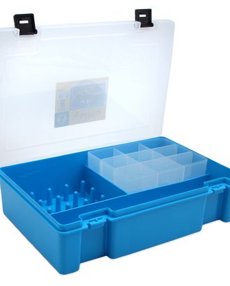 ТИП-8 Коробка с 16 катушкодержателями, вкладыш для мелких предметов и большое отделение для ножниц (голубой) арт. АРС-46692-1-АРС0001184641