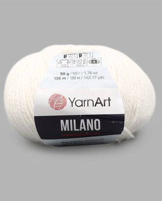 Пряжа YarnArt 'Milano' 50гр 130м (8% альпака, 20% шерсть, 8% вискоза, 64% акрил) (851 белый) арт. АРС-47306-1-АРС0001225099