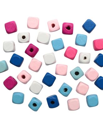 4AR397 Бусины деревянные, цветной микс,куб, 10мм, 18гр/упак, Astra&Craft (Сине-розовый микс) арт. АРС-51624-1-АРС0001191606