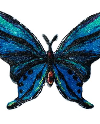 924365 Термоаппликация Бабочка, самоклеящаяся/приутюжеваемая, синий/черный цв. 1шт. Prym арт. АРС-53473-1-АРС0001280909