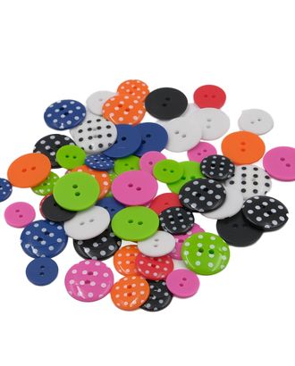 Пуговицы пластиковые 'Цветное ассорти', диаметр 15, 18, 23 мм, 7 цветов, набор 60 шт арт. АРС-54469-1-АРС0001283376