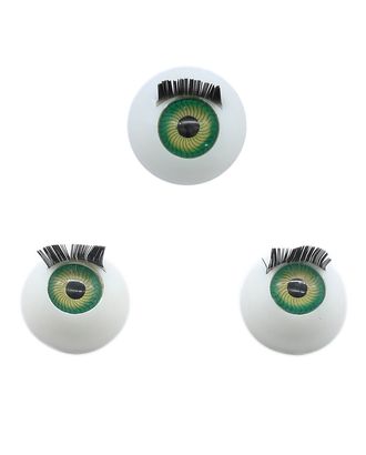 Купить Глазки для игрушек Глаза с ресничками круглые 18мм (зеленый) арт. АРС-21862-1-АРС0000915260 оптом в Усть-Каменогорске