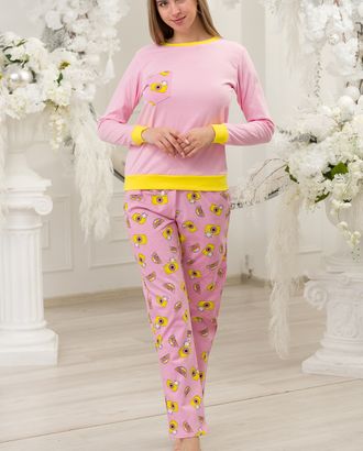 Костюм женский из джемпера из кулирки и брюк из футера Контраст розовый арт. АМД-2410-1-АМД17997458.00001 Костюм женский из джемпера из кулирки и брюк из футера Контраст розовый арт. АМД-2410-1-АМД17997458.00001