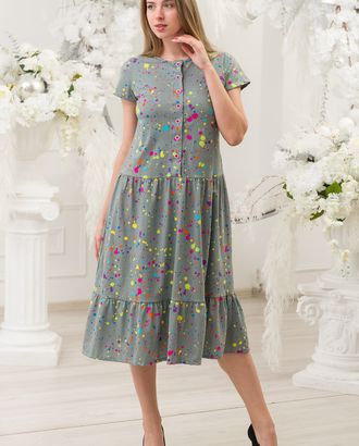 Платье женское из кулирки Кармелита акварель на хаки арт. АМД-2404-5-АМД17997452.00005 Платье женское из кулирки Кармелита акварель на хаки арт. АМД-2404-5-АМД17997452.00005