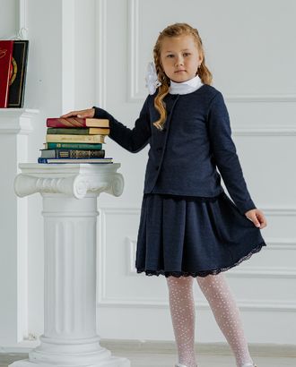 Жакет детский школьный темно-синий на пуговицах с кружевом Dress Code арт. АМД-1869-3-АМД17931730.00003 Жакет детский школьный темно-синий на пуговицах с кружевом Dress Code арт. АМД-1869-3-АМД17931730.00003