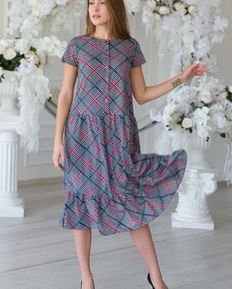 Платье женское из кулирки Кармелита серая клетка арт. АМД-2140-5-АМД17953210.00005 Платье женское из кулирки Кармелита серая клетка арт. АМД-2140-5-АМД17953210.00005