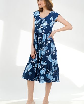 Платье женское из кулирки Шарлотта голубые пионы арт. АМД-49-3-АМД17926523.00003 Платье женское из кулирки Шарлотта голубые пионы арт. АМД-49-3-АМД17926523.00003