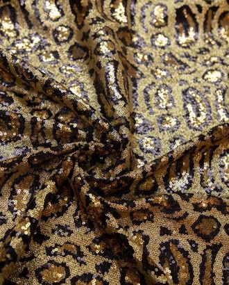 Ткань плательная с пайетками, принт "Леопард", черно-золотой цвет арт. ГТ-6909-1-ГТ-25-8743-13-21-1