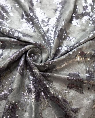 Ткань плательная с пайетками, принт "Цветы", серебристый цвет арт. ГТ-6910-1-ГТ-25-8745-10-28-1