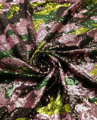 Ткань плательная с пайетками с абстрактным рисунком в розово-зеленых тонах арт. ГТ-8113-1-ГТ-25-9926-16-21-1