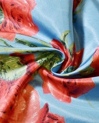 Купить Ткани для пошива сумок Ткань плащевая, красные розы на ярко-голубом фоне арт. ГТ-867-1-ГТ0026294 оптом в Гомеле