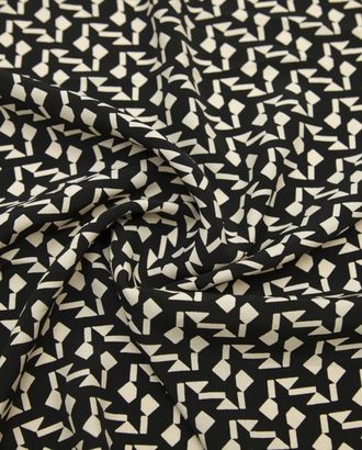 Плательная ткань черного цвета с геометрическим принтом кремового цвета арт. ГТ-8597-1-ГТ-28-10516-14-38-1