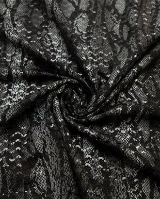 Купить Европейские ткани Трикотаж с пайетками и принтом "змея", цвет черно-серый арт. ГТ-8018-1-ГТ-36-9798-13-21-3 оптом в Казахстане