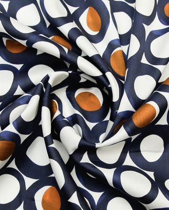 Рубашечно-плательный хлопок с рисунком "Кружочки", в сине-коричневом цвете арт. ГТ-8752-1-ГТ-38-10659-2-21-1