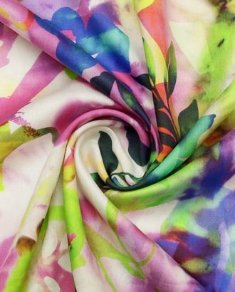Штапель с  рисунком "Акварельные цветы" в розово-синем цвете арт. ГТ-8755-1-ГТ-43-10641-2-21-1