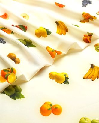 Купить Принтованные Блузочная ткань, сочные фрукты на белом поле арт. ГТ-1463-1-ГТ0043543 оптом в Череповце