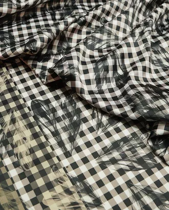 Купить Плательные Клетка Для костюмов Черно-белая плательная ткань в клетку, принт перья  (190 г/м2) арт. ГТ-2697-1-ГТ0047488 оптом в Казахстане