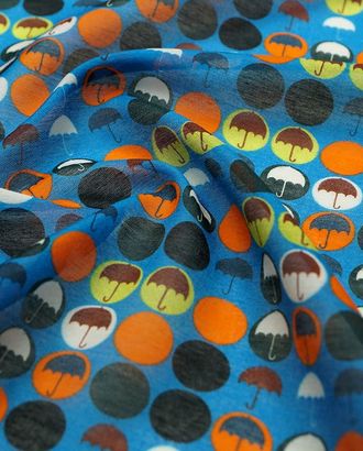 Купить Принтованный Нежный батист с принтом зонтики на синем фоне арт. ГТ-2855-1-ГТ0047724 оптом в Череповце