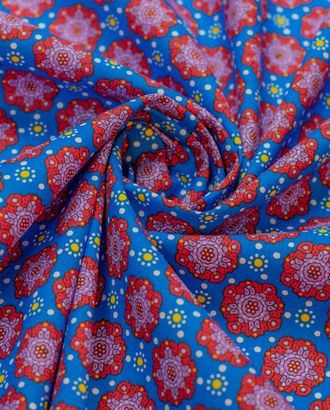 Рубашечно-плательный хлопок с ярким  рисунком на голубом фоне арт. ГТ-6469-1-ГТ-38-8239-2-21-1