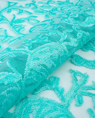 Купить Ткани для нарядных платьев цвет мятный Кружевное полотно с пайеткой арт. ПАЙ-104-3-22174.003 оптом в Казахстане