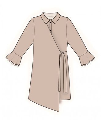 Выкройка: платье-рубашка с отлетной деталью арт. ВКК-3257-1-ЛК0002065